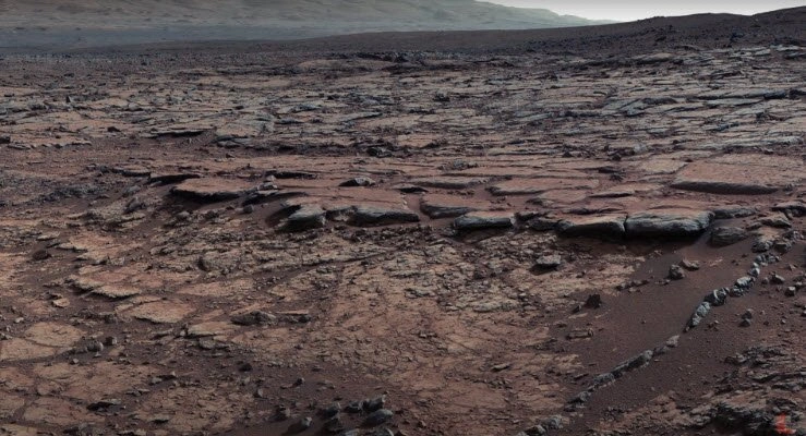 Mars yüzeyinin yakın görüntüsü.